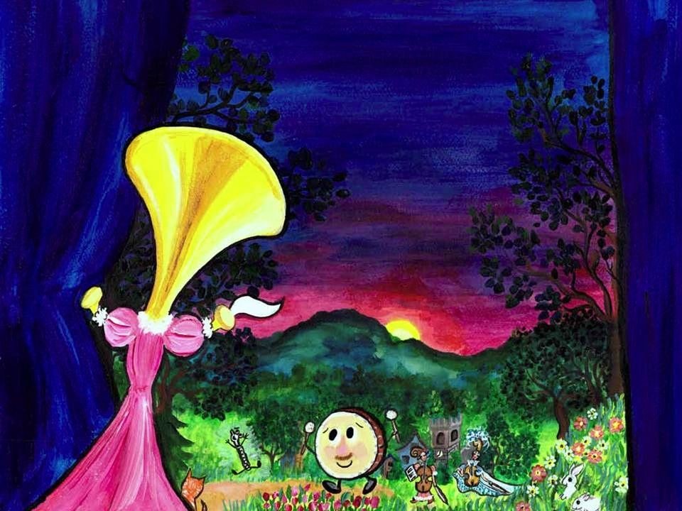 Whimsical dreamlike landscape painting