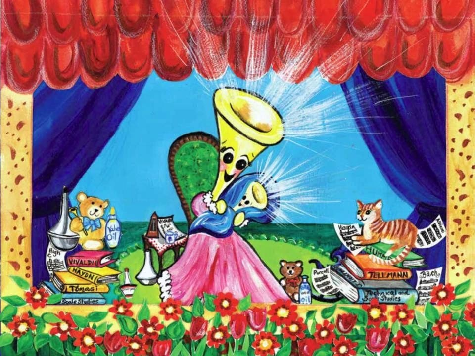 Crumpet the Trumpet theatrical stage illustration