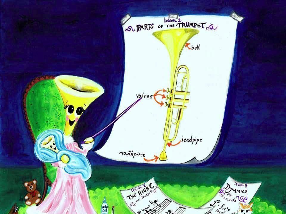 Trumpet lesson educational illustration
